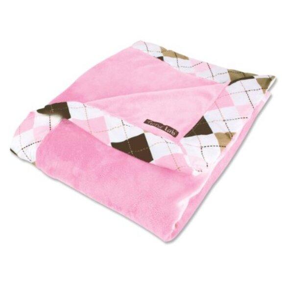 Blooming Baby Receiving Blanket Shower Gift Pink Argyle Pattern 30" X 40" Plush - Picture 2 of 2